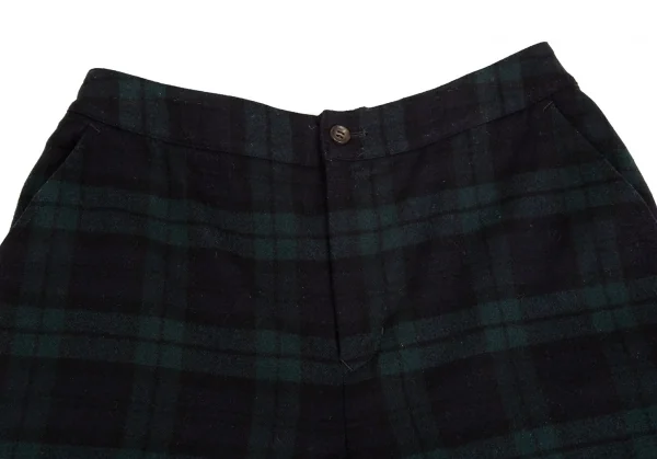 マドモアゼルノンノMademoiselle NON NO ブラックウォッチクロップドワイドパンツ 紺緑黒L K-102512_002