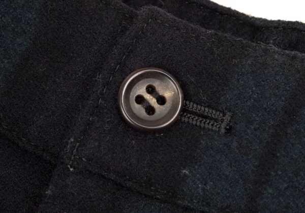 マドモアゼルノンノMademoiselle NON NO ブラックウォッチクロップドワイドパンツ 紺緑黒L K-102512_003