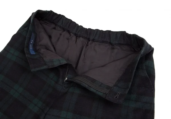 マドモアゼルノンノMademoiselle NON NO ブラックウォッチクロップドワイドパンツ 紺緑黒L K-102512_004