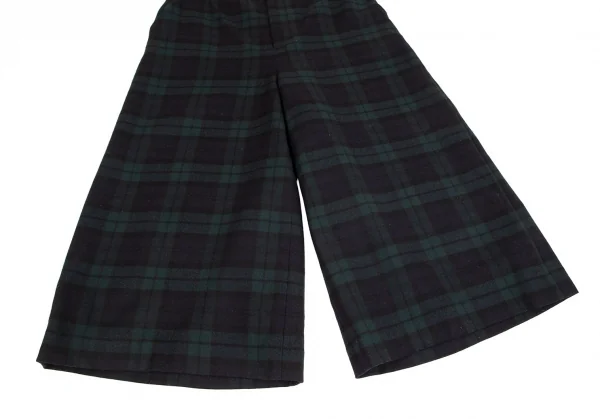 マドモアゼルノンノMademoiselle NON NO ブラックウォッチクロップドワイドパンツ 紺緑黒L K-102512_006