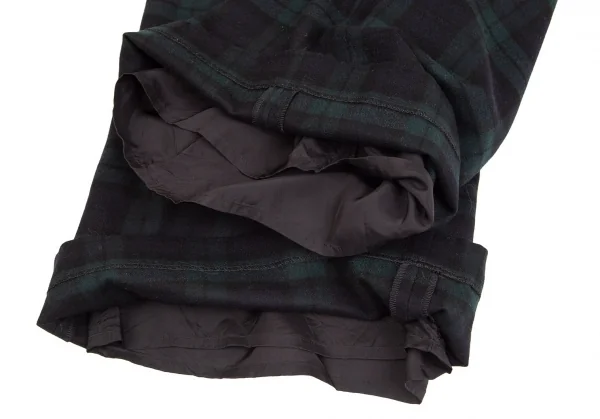 マドモアゼルノンノMademoiselle NON NO ブラックウォッチクロップドワイドパンツ 紺緑黒L K-102512_007