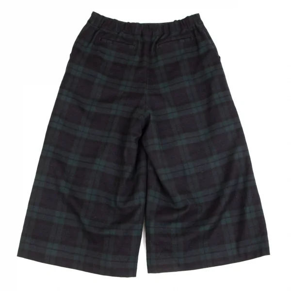 マドモアゼルノンノMademoiselle NON NO ブラックウォッチクロップドワイドパンツ 紺緑黒L K-102512_008