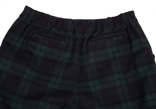 マドモアゼルノンノMademoiselle NON NO ブラックウォッチクロップドワイドパンツ 紺緑黒L K-102512_009