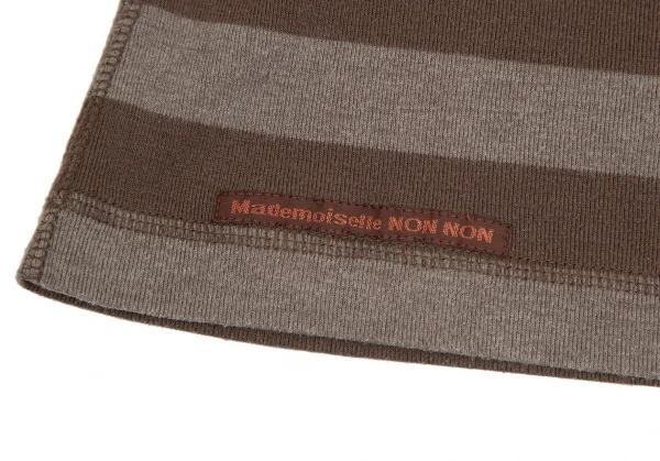 マドモアゼルノンノンMademoiselle NON NON nパッチボーダー長袖カットソー 茶40L K-102518_008
