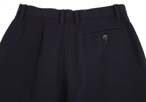 イッセイミヤケISSEY MIYAKE ウールタックワイドパンツ 紺L K-102533_010