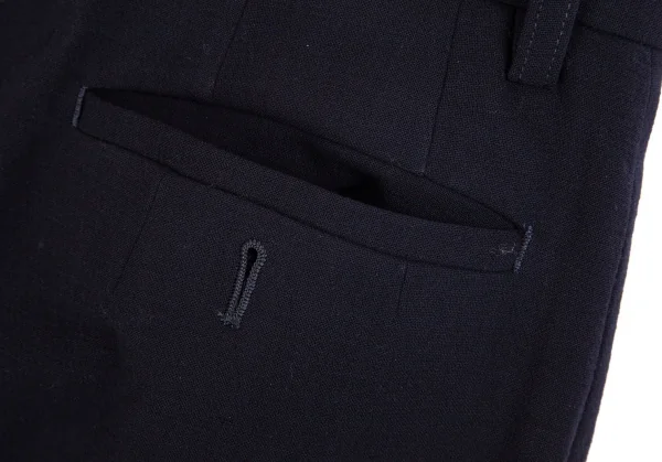 イッセイミヤケISSEY MIYAKE ウールタックワイドパンツ 紺L K-102533_011