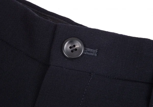 イッセイミヤケISSEY MIYAKE ウールタックワイドパンツ 紺L K-102533_003