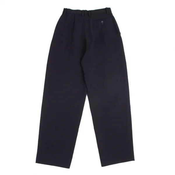イッセイミヤケISSEY MIYAKE ウールタックワイドパンツ 紺L K-102533_009