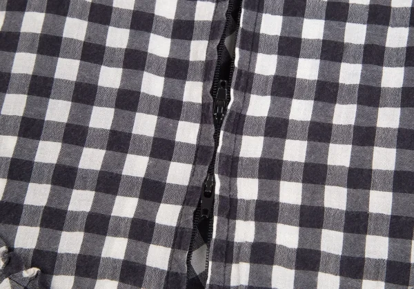 ワイズフォーリビングY's for living ギンガムチェックダブルジップフリルシャツジャケット オフグレーM位 K-102537_010