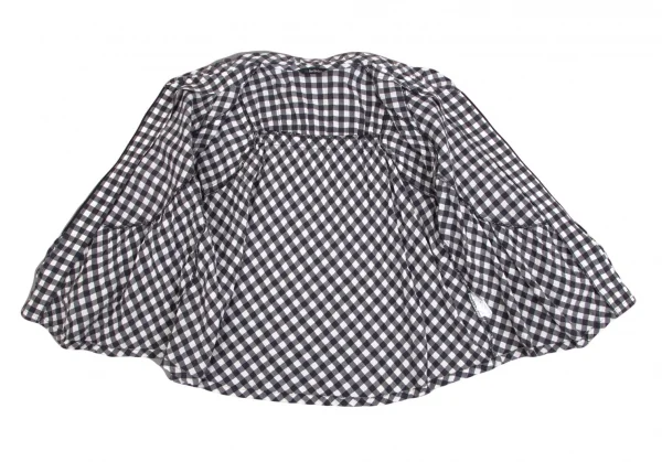 ワイズフォーリビングY's for living ギンガムチェックダブルジップフリルシャツジャケット オフグレーM位 K-102537_011