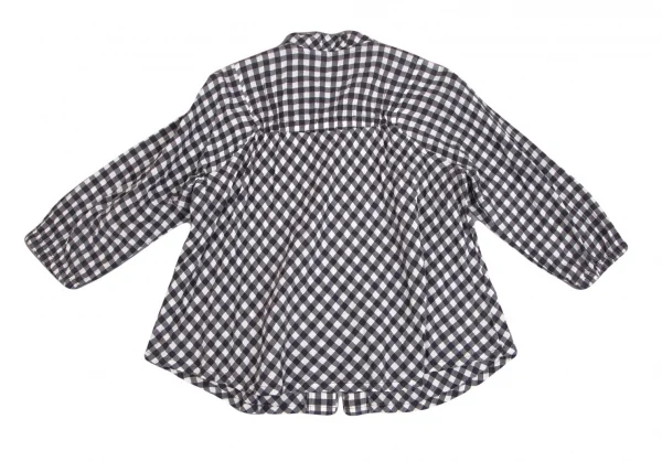 ワイズフォーリビングY's for living ギンガムチェックダブルジップフリルシャツジャケット オフグレーM位 K-102537_012
