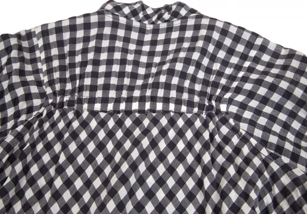 ワイズフォーリビングY's for living ギンガムチェックダブルジップフリルシャツジャケット オフグレーM位 K-102537_013