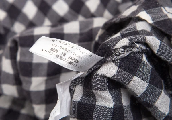 ワイズフォーリビングY's for living ギンガムチェックダブルジップフリルシャツジャケット オフグレーM位 K-102537_015