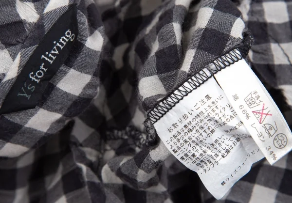 ワイズフォーリビングY's for living ギンガムチェックダブルジップフリルシャツジャケット オフグレーM位 K-102537_016