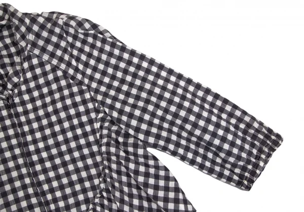 ワイズフォーリビングY's for living ギンガムチェックダブルジップフリルシャツジャケット オフグレーM位 K-102537_005