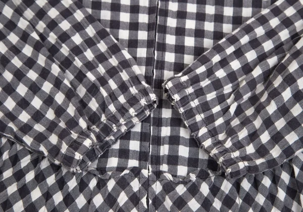 ワイズフォーリビングY's for living ギンガムチェックダブルジップフリルシャツジャケット オフグレーM位 K-102537_006