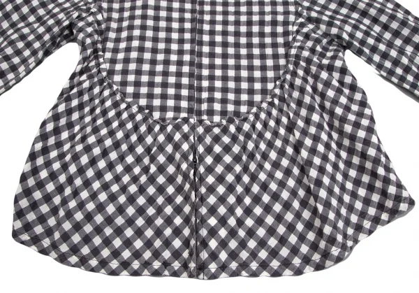 ワイズフォーリビングY's for living ギンガムチェックダブルジップフリルシャツジャケット オフグレーM位 K-102537_009