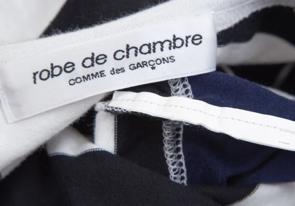 ローブドシャンブル コムデギャルソンrobe de chambre COMME des GARCONS 裾ラウンドカットボーダー切替Tシャツ 白黒紺M位 K-102552_011
