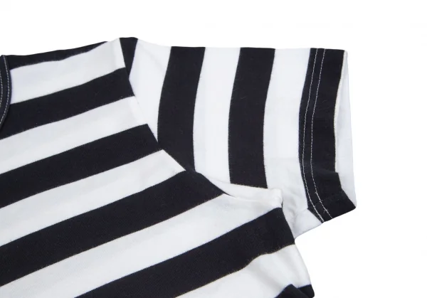 ローブドシャンブル コムデギャルソンrobe de chambre COMME des GARCONS 裾ラウンドカットボーダー切替Tシャツ 白黒紺M位 K-102552_005