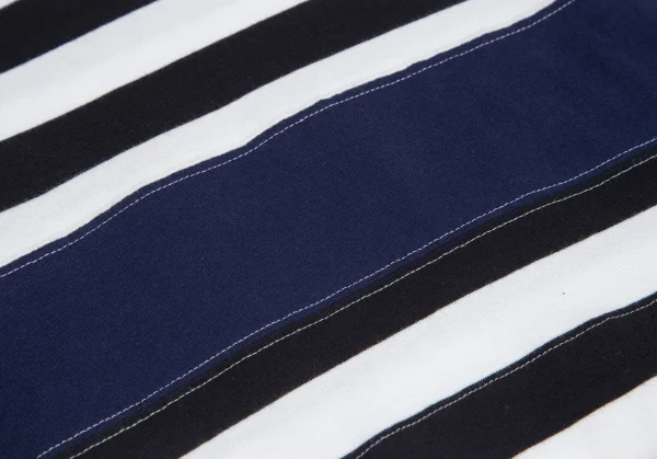 ローブドシャンブル コムデギャルソンrobe de chambre COMME des GARCONS 裾ラウンドカットボーダー切替Tシャツ 白黒紺M位 K-102552_007