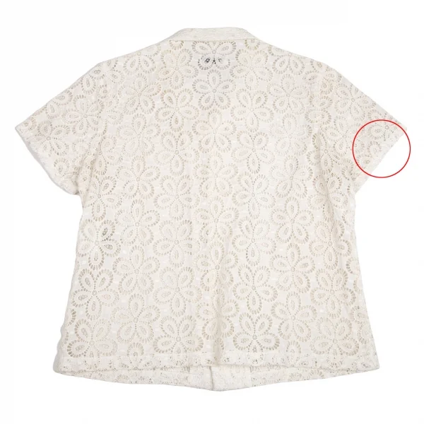 ローブドシャンブル コムデギャルソンrobe de chambre COMME des GARCONSコットンレース開襟半袖シャツ 白M K-102555_010
