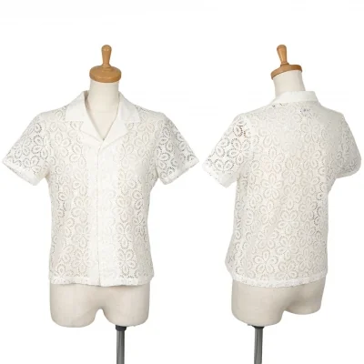 ローブドシャンブル コムデギャルソンrobe de chambre COMME des GARCONSコットンレース開襟半袖シャツ