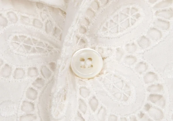 ローブドシャンブル コムデギャルソンrobe de chambre COMME des GARCONSコットンレース開襟半袖シャツ 白M K-102555_006