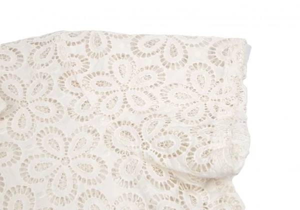 ローブドシャンブル コムデギャルソンrobe de chambre COMME des GARCONSコットンレース開襟半袖シャツ 白M K-102555_007
