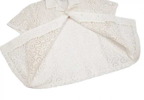 ローブドシャンブル コムデギャルソンrobe de chambre COMME des GARCONSコットンレース開襟半袖シャツ 白M K-102555_009