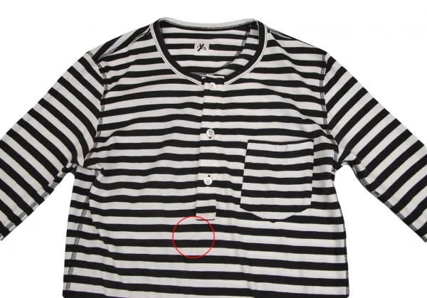 サイトs'yte コットンボーダーヘンリーネックロングカットソー 白黒S K-102585_003