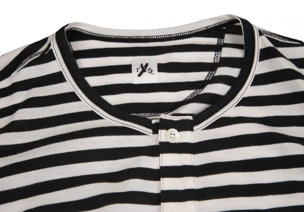 サイトs'yte コットンボーダーヘンリーネックロングカットソー 白黒S K-102585_005