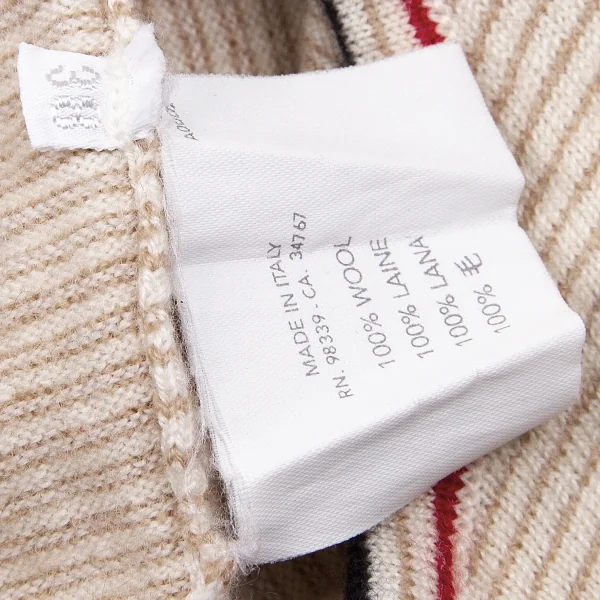 ミュウミュウMIU MIU ボーダーショートニットソー ベージュ赤黒38 K-102592_011