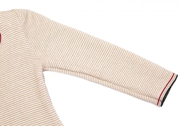 ミュウミュウMIU MIU ボーダーショートニットソー ベージュ赤黒38 K-102592_005