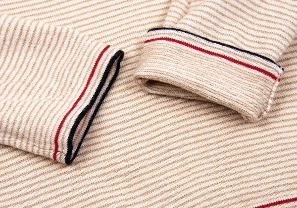 ミュウミュウMIU MIU ボーダーショートニットソー ベージュ赤黒38 K-102592_006