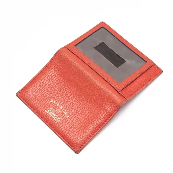 グッチGUCCI シュリンクレザーカードケース 朱赤 K-102644_003