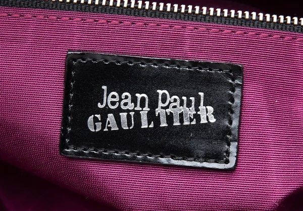 ジャンポールゴルチエJean Paul GAULTIER レザーニューローズエンボスハンドバッグ 黒 K-102667_019