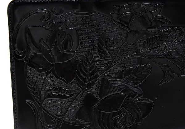 ジャンポールゴルチエJean Paul GAULTIER レザーニューローズエンボスハンドバッグ 黒 K-102667_003