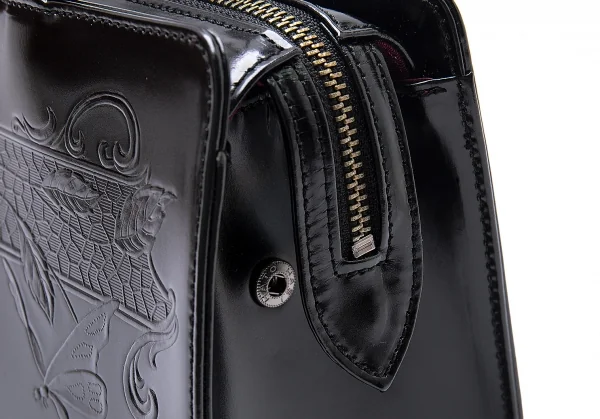 ジャンポールゴルチエJean Paul GAULTIER レザーニューローズエンボスハンドバッグ 黒 K-102667_007