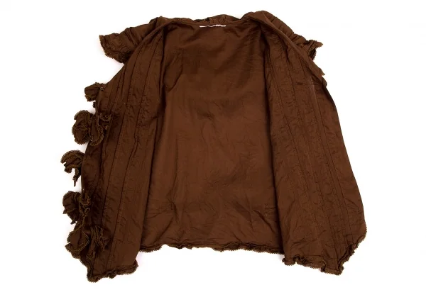 ワンダフルワールド カネコイサオWONDERFUL WORLD KANEKO ISAO フリルリボンデザインフーテッドノースリーブシャツ 茶M位 K-102674_010