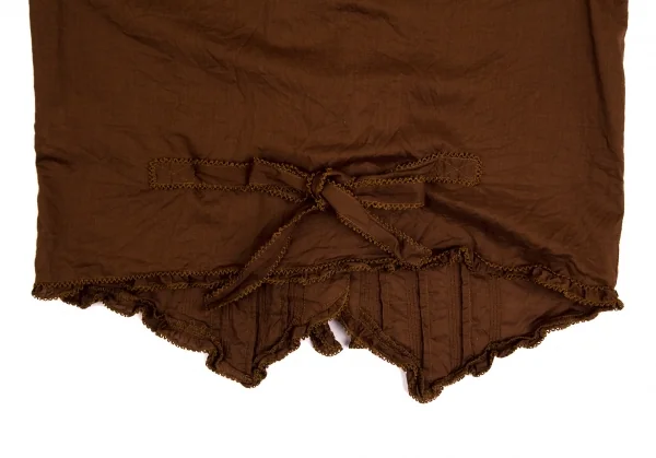 ワンダフルワールド カネコイサオWONDERFUL WORLD KANEKO ISAO フリルリボンデザインフーテッドノースリーブシャツ 茶M位 K-102674_013