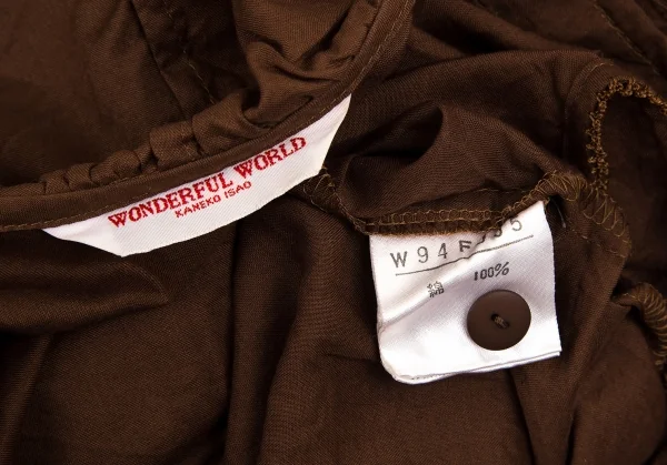ワンダフルワールド カネコイサオWONDERFUL WORLD KANEKO ISAO フリルリボンデザインフーテッドノースリーブシャツ 茶M位 K-102674_016