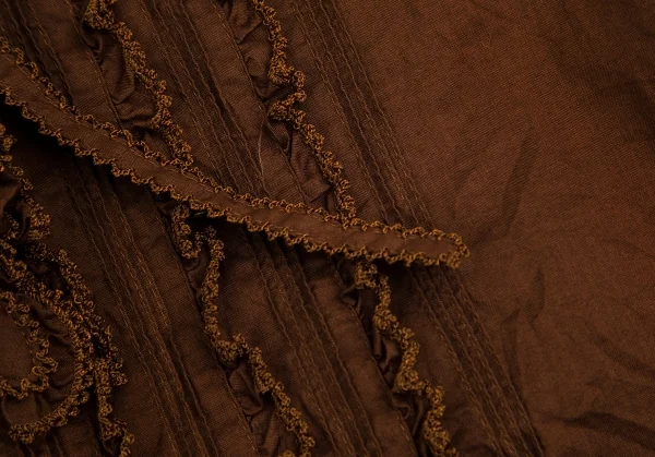 ワンダフルワールド カネコイサオWONDERFUL WORLD KANEKO ISAO フリルリボンデザインフーテッドノースリーブシャツ 茶M位 K-102674_007