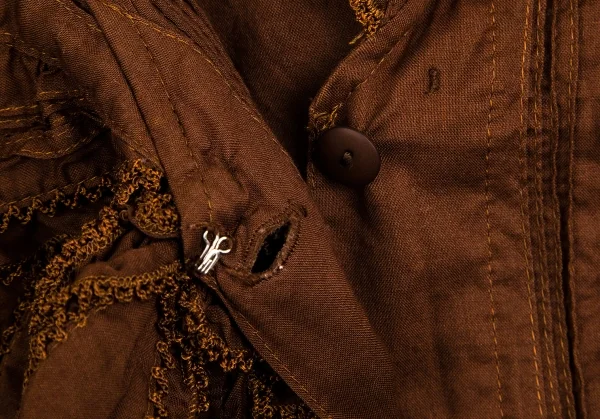 ワンダフルワールド カネコイサオWONDERFUL WORLD KANEKO ISAO フリルリボンデザインフーテッドノースリーブシャツ 茶M位 K-102674_009