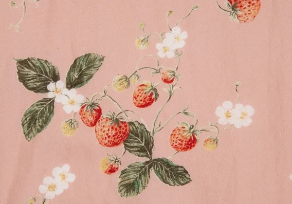 ワンダフルワールド カネコイサオWONDERFUL WORLD KANEKO ISAO ストロベリー総柄バックボタンフリルデザイン5分袖トップス 薄ピンクM位 K-102675_014