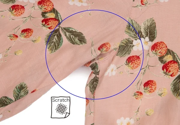 ワンダフルワールド カネコイサオWONDERFUL WORLD KANEKO ISAO ストロベリー総柄バックボタンフリルデザイン5分袖トップス 薄ピンクM位 K-102675_007