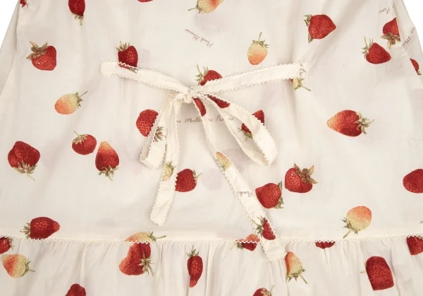 ピンクハウスPINK HOUSE ストロベリー総柄リボンデザイン半袖チュニックワンピース アイボリーM位 K-102679_012