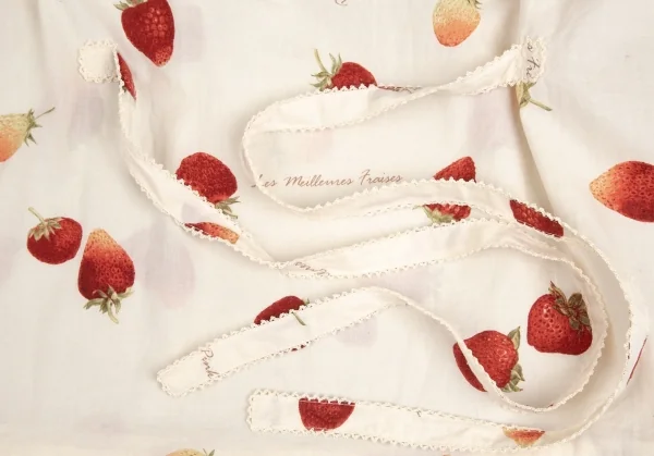 ピンクハウスPINK HOUSE ストロベリー総柄リボンデザイン半袖チュニックワンピース アイボリーM位 K-102679_013