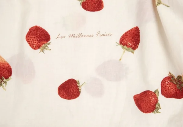 ピンクハウスPINK HOUSE ストロベリー総柄リボンデザイン半袖チュニックワンピース アイボリーM位 K-102679_014