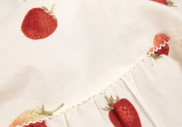 ピンクハウスPINK HOUSE ストロベリー総柄リボンデザイン半袖チュニックワンピース アイボリーM位 K-102679_015