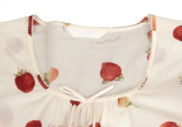 ピンクハウスPINK HOUSE ストロベリー総柄リボンデザイン半袖チュニックワンピース アイボリーM位 K-102679_004